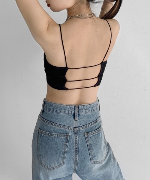 LVEU.(ラブユ.)の「【LVEU.】バックデザインカップ付きキャミソール(ブラトップ) / トップス インナー ブラトップ キャミソール カップ付 パット リブ ニット デザインブラ ブラック(キャミソール・レディース・ブラック/ホワイト/グレー・FREE)」の17枚目の写真