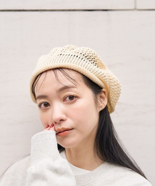 FREAK'S STORE（フリークスストア）の「透かし編みサマーコットンベレー帽（ハンチング/ベレー帽・レディース・オレンジ/ナチュラル/ブラック・ONE SIZE）」の3枚目の写真
