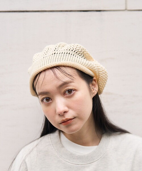 FREAK'S STORE（フリークスストア）の「透かし編みサマーコットンベレー帽（ハンチング/ベレー帽・レディース・オレンジ/ナチュラル/ブラック・ONE SIZE）」の10枚目の写真