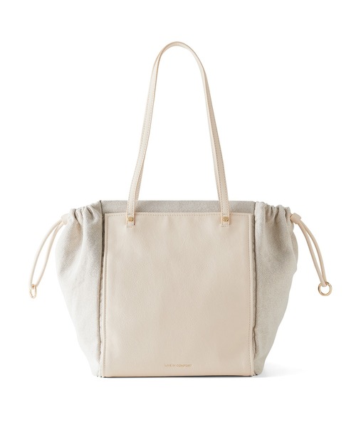 Live in comfort(リブインコンフォート)の「リブ イン コンフォート 内側にミモザが咲き誇る やわらか素材のトートバッグ〈アイボリー〉(トートバッグ・レディース・アイボリー・ONE SIZE)」の3枚目の写真