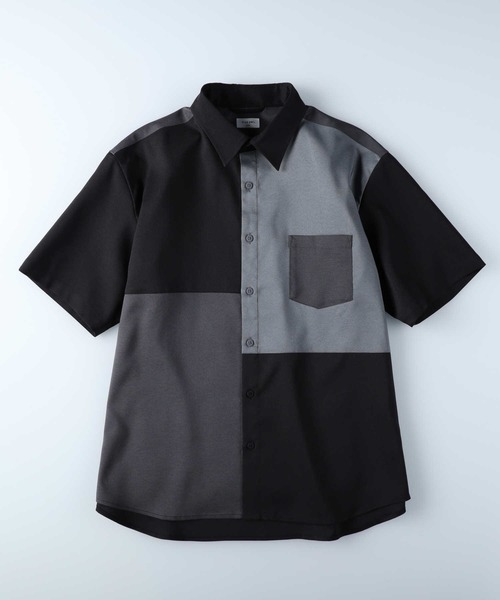 PLUS ONE（プラスワン）の「【接触冷感】【PLUS ONE】サラサラ切替え半袖シャツ（シャツ/ブラウス・メンズ・ホワイト×カーキブラウン/ケリーグリーン/チャコールグレー×ブラック/ホワイト×ネイビー/グレー×ホワイト/ネイビー・M/XL/L/S）」の9枚目の写真