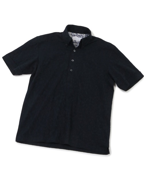MEN'S BIGI(メンズビギ)の「【COOL MAX】リンクスジャカードフラワー柄ポロシャツ(ポロシャツ・メンズ・ネイビー/グリーン/ホワイト・01/02/03)」の3枚目の写真