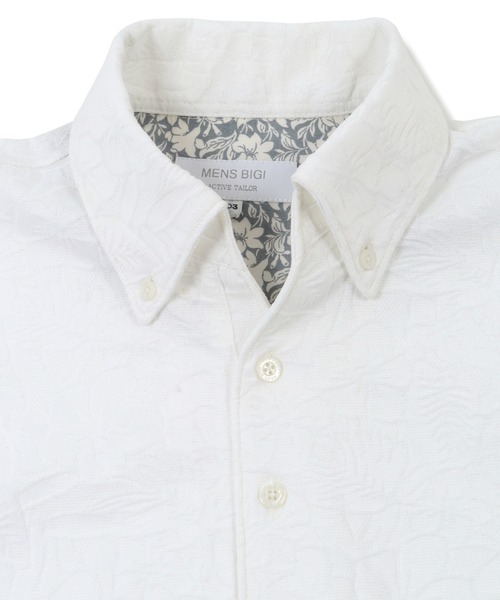 MEN'S BIGI(メンズビギ)の「【COOL MAX】リンクスジャカードフラワー柄ポロシャツ(ポロシャツ・メンズ・ネイビー/グリーン/ホワイト・01/02/03)」の6枚目の写真