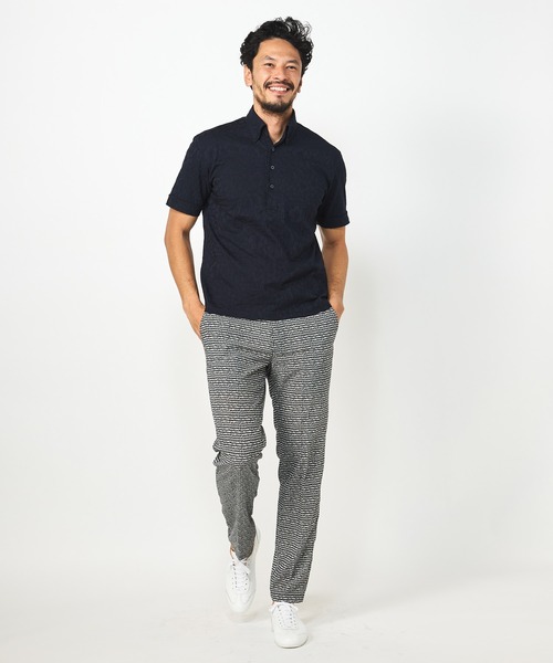 MEN'S BIGI(メンズビギ)の「【COOL MAX】リンクスジャカードフラワー柄ポロシャツ(ポロシャツ・メンズ・ネイビー/グリーン/ホワイト・01/02/03)」の4枚目の写真