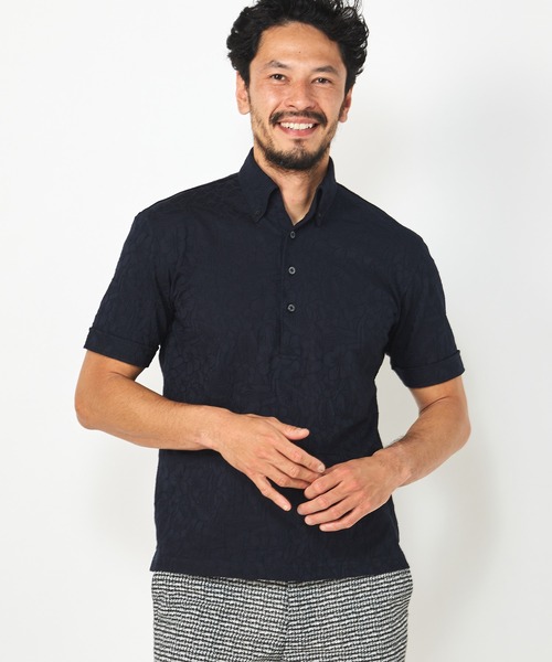 MEN'S BIGI(メンズビギ)の「【COOL MAX】リンクスジャカードフラワー柄ポロシャツ(ポロシャツ・メンズ・ネイビー/グリーン/ホワイト・01/02/03)」の12枚目の写真