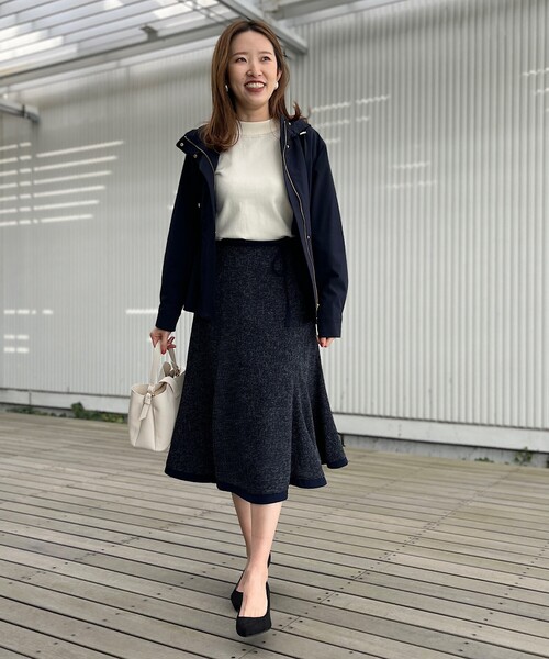 couture brooch（クチュールブローチ）の「◆【きちんと見え、着映えスカート】サマーツィードフレアスカート（スカート・レディース・ホワイト系6/ネイビー系8・38/40/42）」の10枚目の写真