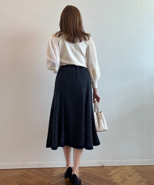couture brooch（クチュールブローチ）の「◆【きちんと見え、着映えスカート】サマーツィードフレアスカート（スカート・レディース・ホワイト系6/ネイビー系8・38/40/42）」の13枚目の写真