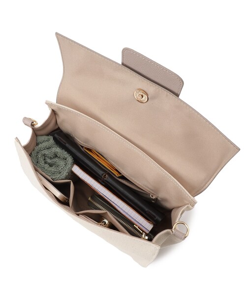 grove（グローブ）の「◆【収納力◎】フラップハンドルワイドテープショルダーバッグ【2WAY】（ショルダーバッグ・レディース・アイボリー/ブラック/グレー・00）」の16枚目の写真