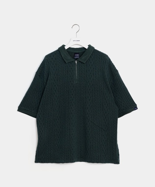 APPLEBUM（アップルバム）の「Zip Polo Shirt（ポロシャツ・メンズ・グリーン/ネイビー・MEDIUM/LARGE/X-LARGE）」の2枚目の写真