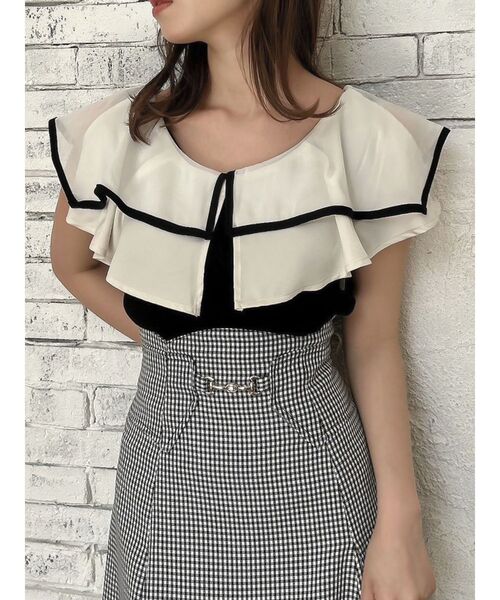 dazzlin（ダズリン）の「レイヤードパイピングノースリトップス（ニット/セーター・レディース・ピンク/ブラック/オフホワイト/ブルー・FREE）」の8枚目の写真