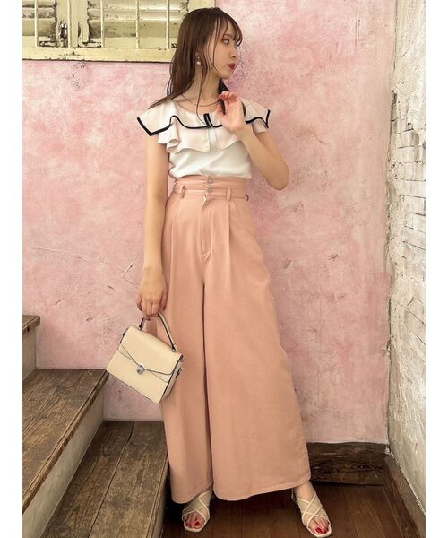 dazzlin（ダズリン）の「レイヤードパイピングノースリトップス（ニット/セーター・レディース・ピンク/ブラック/オフホワイト/ブルー・FREE）」の18枚目の写真