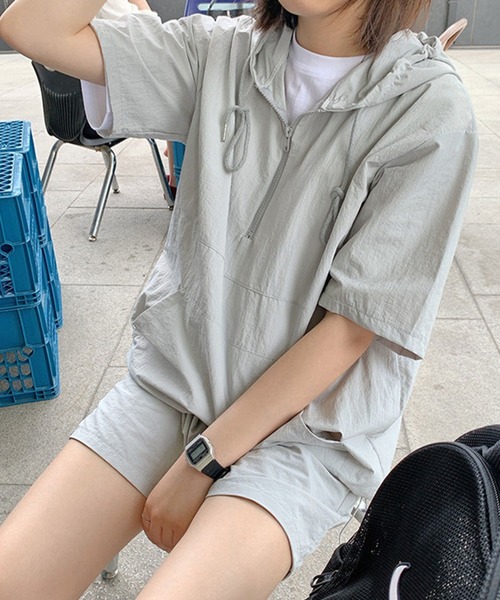 DAY CLOSET（デイ クローゼット）の「レディース アノラックパーカー+ショートパンツ 上下2点セット（パーカー・レディース・ホワイト/グレー/ブラック・ONE SIZE）」の11枚目の写真