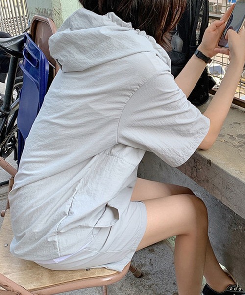 DAY CLOSET（デイ クローゼット）の「レディース アノラックパーカー+ショートパンツ 上下2点セット（パーカー・レディース・ホワイト/グレー/ブラック・ONE SIZE）」の12枚目の写真