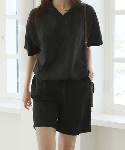 DAY CLOSET（デイ クローゼット）の「レディース アノラックパーカー+ショートパンツ 上下2点セット（パーカー・レディース・ホワイト/グレー/ブラック・ONE SIZE）」の6枚目の写真