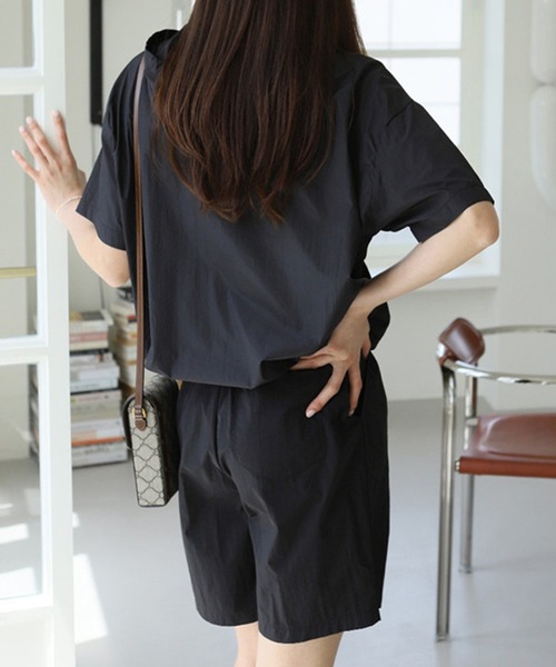 DAY CLOSET（デイ クローゼット）の「レディース アノラックパーカー+ショートパンツ 上下2点セット（パーカー・レディース・ホワイト/グレー/ブラック・ONE SIZE）」の8枚目の写真