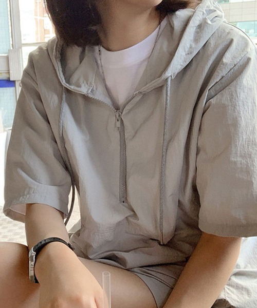 DAY CLOSET（デイ クローゼット）の「レディース アノラックパーカー+ショートパンツ 上下2点セット（パーカー・レディース・ホワイト/グレー/ブラック・ONE SIZE）」の13枚目の写真