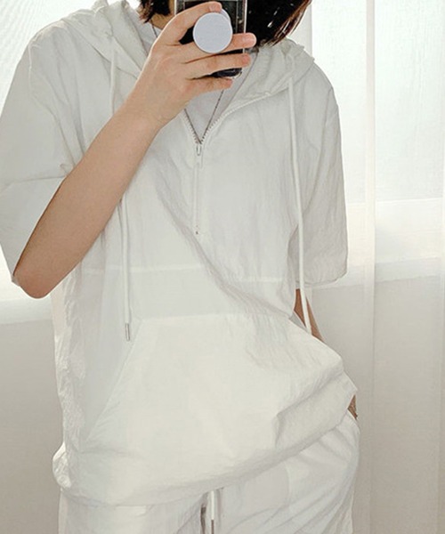 DAY CLOSET（デイ クローゼット）の「レディース アノラックパーカー+ショートパンツ 上下2点セット（パーカー・レディース・ホワイト/グレー/ブラック・ONE SIZE）」の15枚目の写真