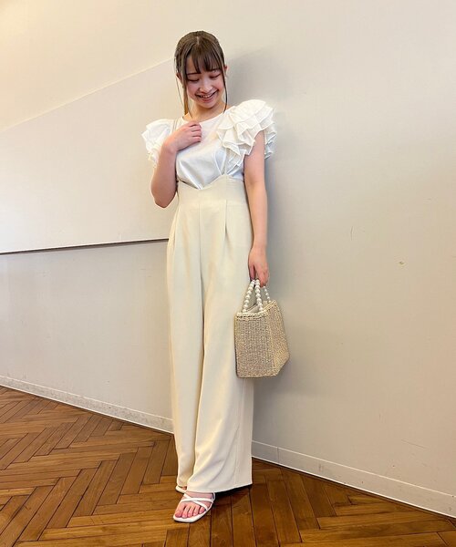 couture brooch（クチュールブローチ）の「◆【大人可愛い華盛りデザイン】シアーラッフルスリーブTシャツ（Tシャツ/カットソー・レディース・カーキ/オフホワイト/ブラック・36/38/40/42）」の4枚目の写真