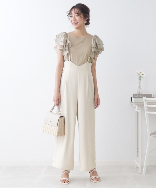 couture brooch（クチュールブローチ）の「◆【大人可愛い華盛りデザイン】シアーラッフルスリーブTシャツ（Tシャツ/カットソー・レディース・カーキ/オフホワイト/ブラック・36/38/40/42）」の14枚目の写真