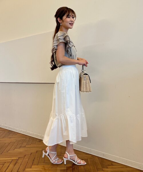 couture brooch（クチュールブローチ）の「◆【大人可愛い華盛りデザイン】シアーラッフルスリーブTシャツ（Tシャツ/カットソー・レディース・カーキ/オフホワイト/ブラック・36/38/40/42）」の15枚目の写真