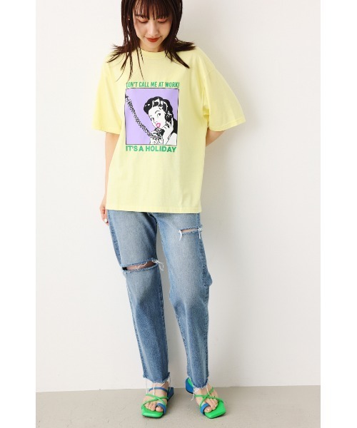 RODEO CROWNS WIDE BOWL（ロデオクラウンズワイドボウル）の「HOLIDAY LADY Tシャツ（Tシャツ/カットソー・レディース・ホワイト/ライトイエロー/ライトピンク・FREE）」の8枚目の写真