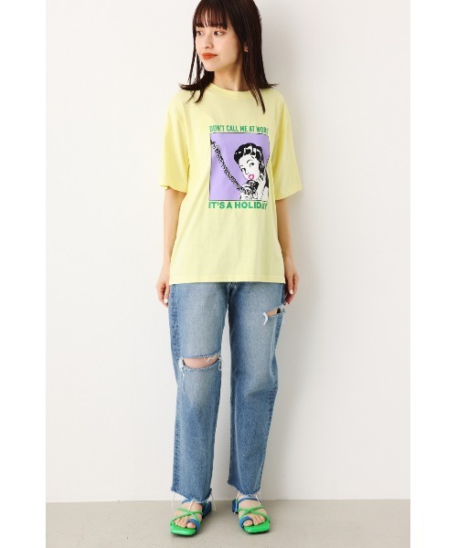RODEO CROWNS WIDE BOWL（ロデオクラウンズワイドボウル）の「HOLIDAY LADY Tシャツ（Tシャツ/カットソー・レディース・ホワイト/ライトイエロー/ライトピンク・FREE）」の9枚目の写真
