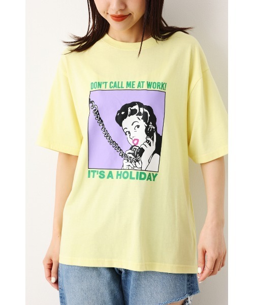 RODEO CROWNS WIDE BOWL（ロデオクラウンズワイドボウル）の「HOLIDAY LADY Tシャツ（Tシャツ/カットソー・レディース・ホワイト/ライトイエロー/ライトピンク・FREE）」の10枚目の写真
