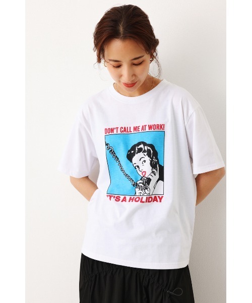 RODEO CROWNS WIDE BOWL（ロデオクラウンズワイドボウル）の「HOLIDAY LADY Tシャツ（Tシャツ/カットソー・レディース・ホワイト/ライトイエロー/ライトピンク・FREE）」の13枚目の写真