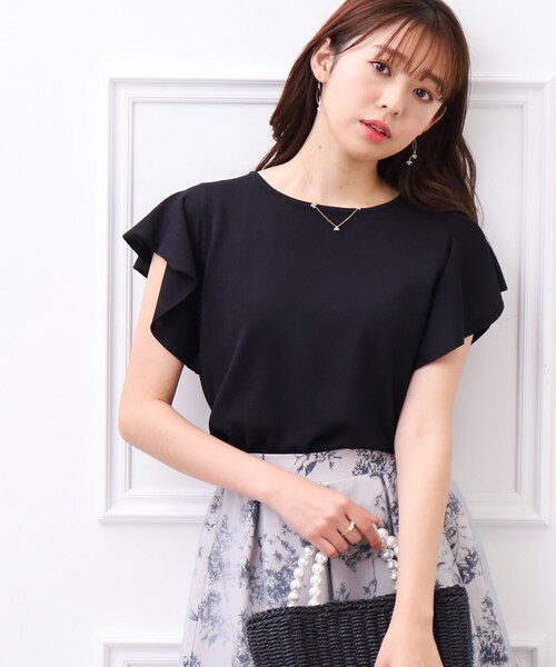 couture brooch(クチュールブローチ)の「◆【UV/アンチピリング/接触冷感】フリル袖はしごパール調ニットトップス(ニット/セーター・レディース・ブラック/ブラウン系/ピンク系・38/42)」の22枚目の写真