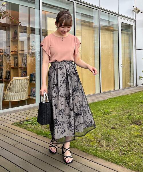 couture brooch(クチュールブローチ)の「◆【UV/アンチピリング/接触冷感】フリル袖はしごパール調ニットトップス(ニット/セーター・レディース・ブラック/ブラウン系/ピンク系・38/42)」の14枚目の写真