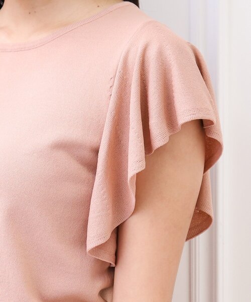 couture brooch(クチュールブローチ)の「◆【UV/アンチピリング/接触冷感】フリル袖はしごパール調ニットトップス(ニット/セーター・レディース・ブラック/ブラウン系/ピンク系・38/42)」の15枚目の写真