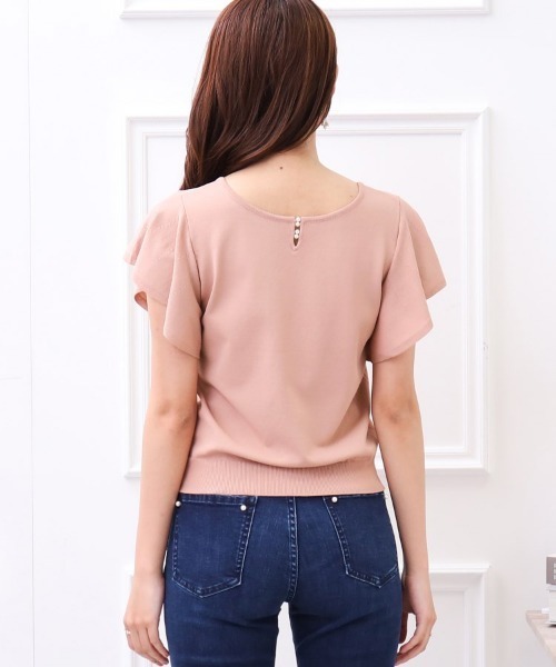 couture brooch(クチュールブローチ)の「◆【UV/アンチピリング/接触冷感】フリル袖はしごパール調ニットトップス(ニット/セーター・レディース・ブラック/ブラウン系/ピンク系・38/42)」の21枚目の写真