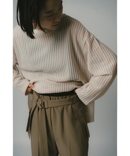 CHIGNON（シニヨン）の「CHIGNON スポンジストライププルオーバー（Tシャツ/カットソー・レディース・ブルー/ブラック/ベージュ・FREE）」の2枚目の写真