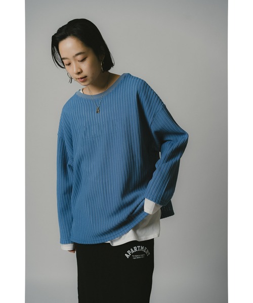 CHIGNON（シニヨン）の「CHIGNON スポンジストライププルオーバー（Tシャツ/カットソー・レディース・ブルー/ブラック/ベージュ・FREE）」の15枚目の写真