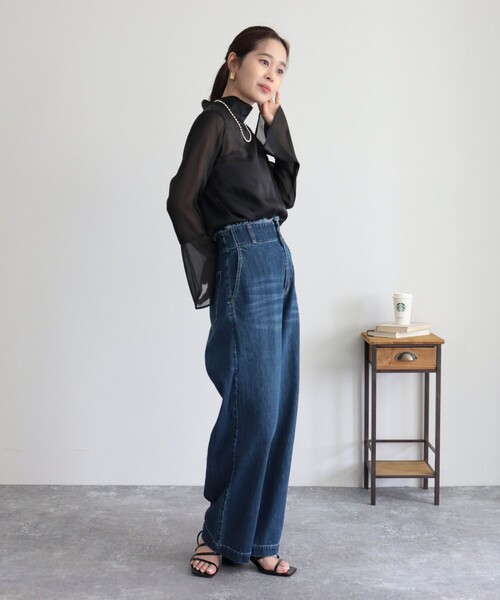 fredy emue(フレディエミュ)の「【オケージョン対応】フレアスリーブシアーブラウス(シャツ/ブラウス・レディース・ライトグレー/ブラック/キナリ・38)」の22枚目の写真