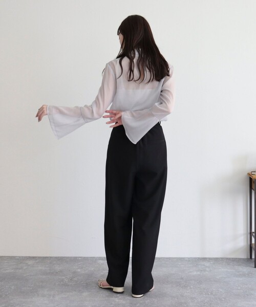 fredy emue(フレディエミュ)の「【オケージョン対応】フレアスリーブシアーブラウス(シャツ/ブラウス・レディース・ライトグレー/ブラック/キナリ・38)」の5枚目の写真