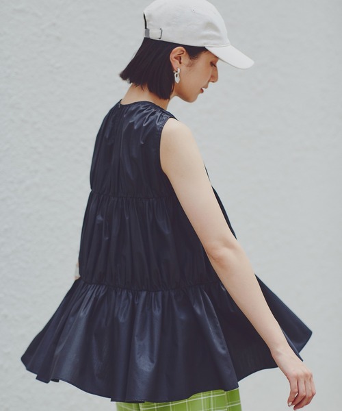 N.（N. Natural Beauty Basic）（エヌエヌナチュラルビューティーベーシック）の「◆タイプライターティアードブラウス（シャツ/ブラウス・レディース・オレンジ/ブラック/オフホワイト・MEDIUM）」の3枚目の写真