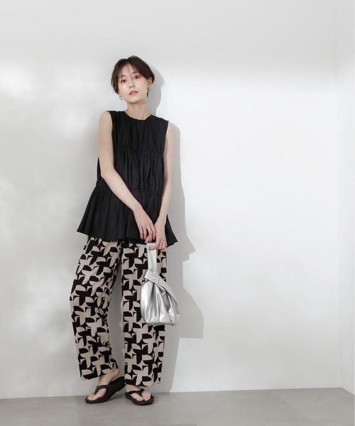 N.（N. Natural Beauty Basic）（エヌエヌナチュラルビューティーベーシック）の「◆タイプライターティアードブラウス（シャツ/ブラウス・レディース・オレンジ/ブラック/オフホワイト・MEDIUM）」の13枚目の写真