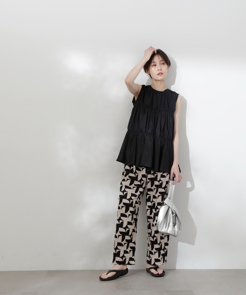 N.（N. Natural Beauty Basic）（エヌエヌナチュラルビューティーベーシック）の「◆タイプライターティアードブラウス（シャツ/ブラウス・レディース・オレンジ/ブラック/オフホワイト・MEDIUM）」の14枚目の写真