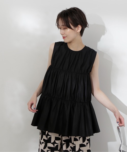 N.（N. Natural Beauty Basic）（エヌエヌナチュラルビューティーベーシック）の「◆タイプライターティアードブラウス（シャツ/ブラウス・レディース・オレンジ/ブラック/オフホワイト・MEDIUM）」の15枚目の写真