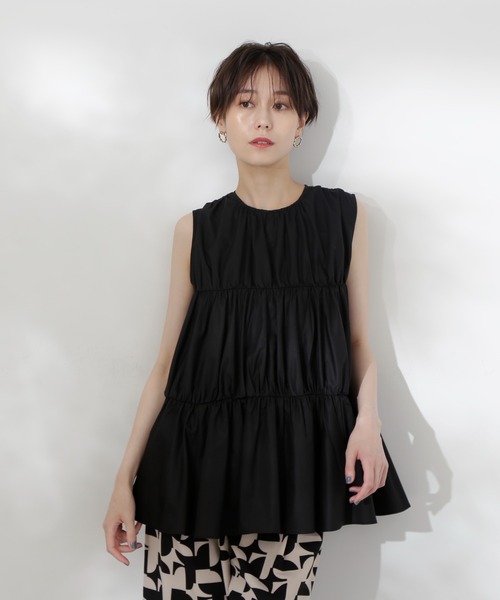 N.（N. Natural Beauty Basic）（エヌエヌナチュラルビューティーベーシック）の「◆タイプライターティアードブラウス（シャツ/ブラウス・レディース・オレンジ/ブラック/オフホワイト・MEDIUM）」の16枚目の写真