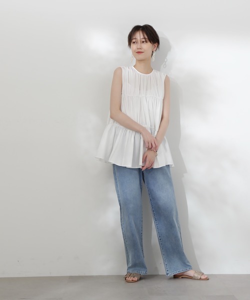 N.（N. Natural Beauty Basic）（エヌエヌナチュラルビューティーベーシック）の「◆タイプライターティアードブラウス（シャツ/ブラウス・レディース・オレンジ/ブラック/オフホワイト・MEDIUM）」の7枚目の写真