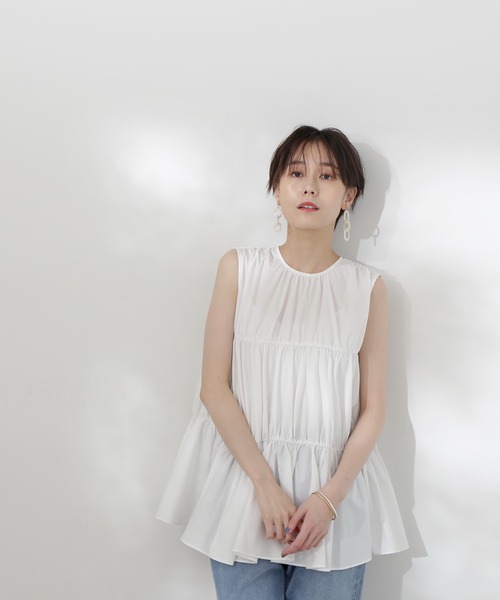 N.（N. Natural Beauty Basic）（エヌエヌナチュラルビューティーベーシック）の「◆タイプライターティアードブラウス（シャツ/ブラウス・レディース・オレンジ/ブラック/オフホワイト・MEDIUM）」の8枚目の写真