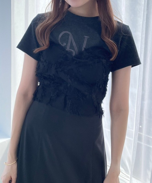 one after another NICE CLAUP(ワンアフターアナザーナイスクラップ)の「イニシャルロゴ刺繍Tシャツ(Tシャツ/カットソー・レディース・ライトベージュ/オフホワイト/チャコールグレー・FREE)」の19枚目の写真