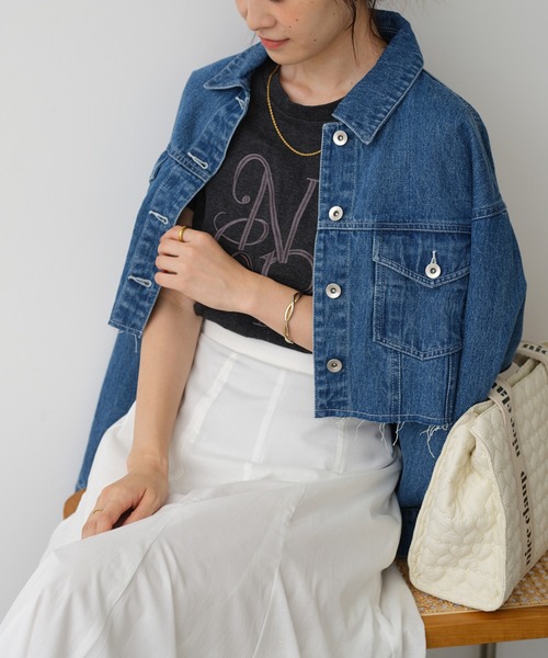 one after another NICE CLAUP(ワンアフターアナザーナイスクラップ)の「イニシャルロゴ刺繍Tシャツ(Tシャツ/カットソー・レディース・ライトベージュ/オフホワイト/チャコールグレー・FREE)」の22枚目の写真