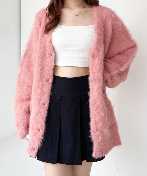 Heather(ヘザー)の「ボリュームシャギーニットカーディガン 974254(カーディガン/ボレロ・レディース・グリーン/ピンク/ベビーピンク/グレー/オフホワイト・FREE)」の4枚目の写真