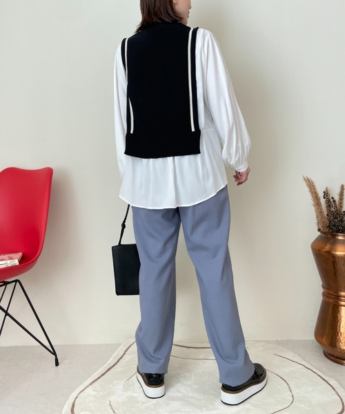 DOLLUPOOPS（ドールアップウップス）の「ラインニットベストドッキングブラウス（シャツ/ブラウス・レディース・ブラック/ネイビー/グレー・38）」の21枚目の写真