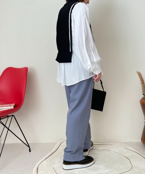 DOLLUPOOPS（ドールアップウップス）の「ラインニットベストドッキングブラウス（シャツ/ブラウス・レディース・ブラック/ネイビー/グレー・38）」の20枚目の写真