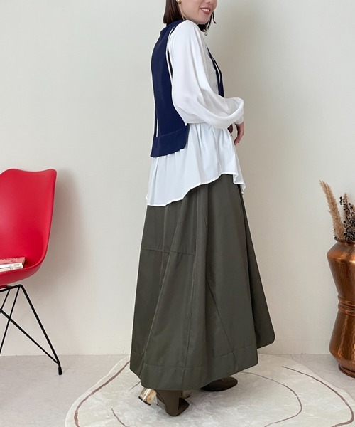 DOLLUPOOPS（ドールアップウップス）の「ラインニットベストドッキングブラウス（シャツ/ブラウス・レディース・ブラック/ネイビー/グレー・38）」の13枚目の写真