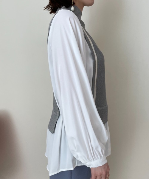 DOLLUPOOPS（ドールアップウップス）の「ラインニットベストドッキングブラウス（シャツ/ブラウス・レディース・ブラック/ネイビー/グレー・38）」の6枚目の写真